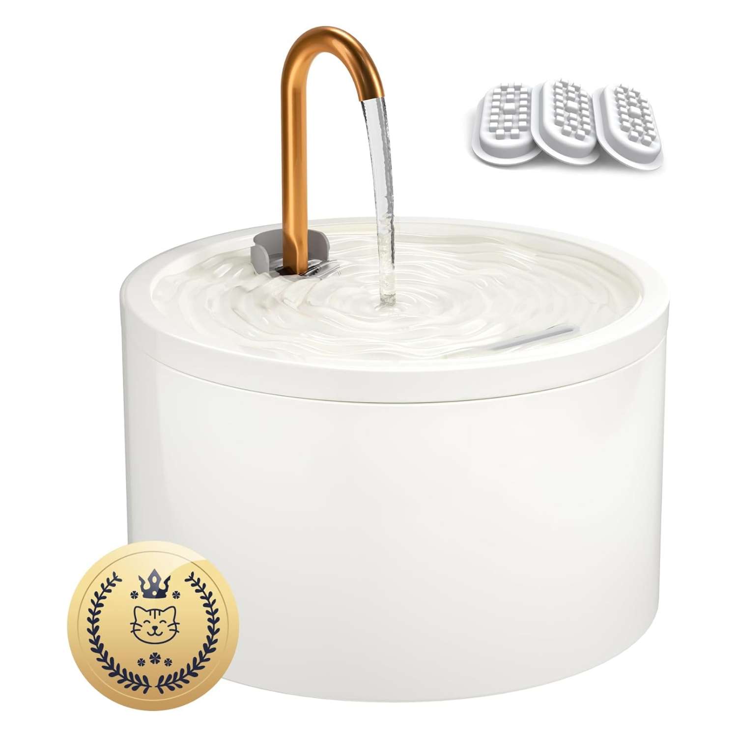 Fuente de agua de cerámica 2.1L para mascotas. Bebedero ultra silencioso, ideal para perros y gatos, con diseño elegante y fácil de limpiar.