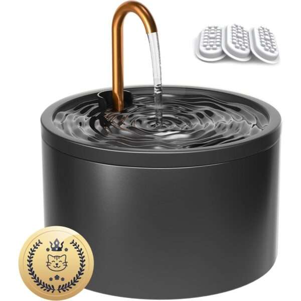 Fuente de agua de cerámica 2.1L para mascotas. Bebedero ultra silencioso, ideal para perros y gatos, con diseño elegante y fácil de limpiar.