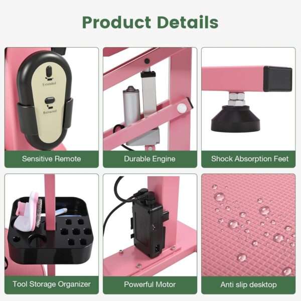 Mesa eléctrica profesional para peluquería canina con superficie giratoria de 360 grados, dimensiones 60x60x99 cm.