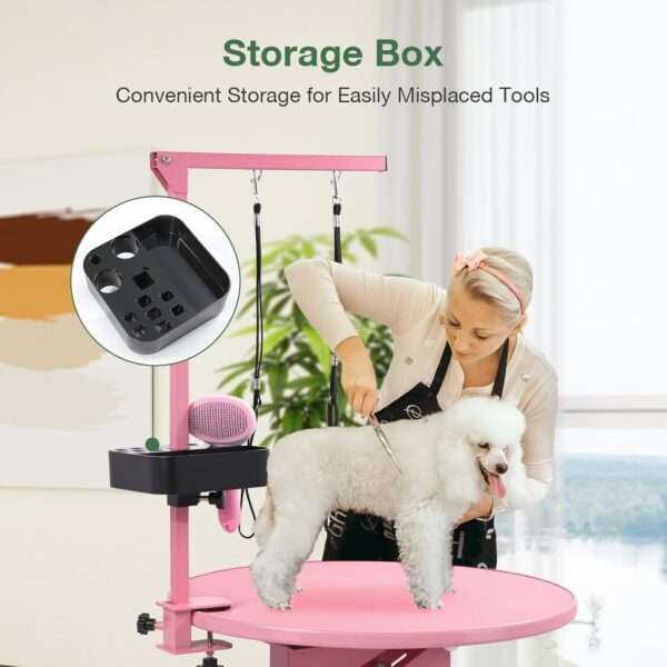 Mesa eléctrica profesional para peluquería canina con superficie giratoria de 360 grados, dimensiones 60x60x99 cm.