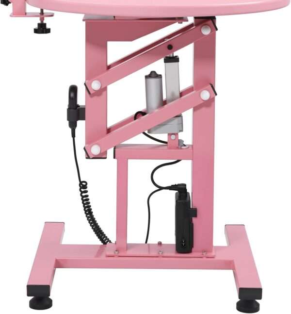Mesa eléctrica profesional para peluquería canina con superficie giratoria de 360 grados, dimensiones 60x60x99 cm.