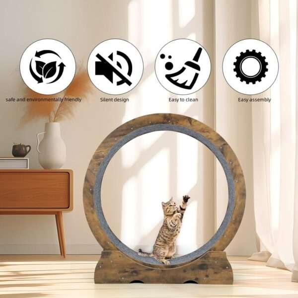 Rueda de ejercicio XL para gatos, color gris y blanco, para entrenamiento doméstico.