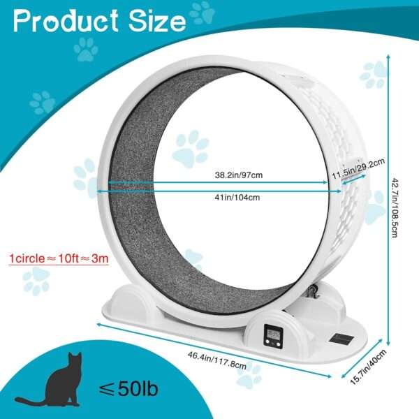 Rueda de ejercicio grande para mascotas con podómetro, ideal para entrenar gatos XL y perros pequeños.