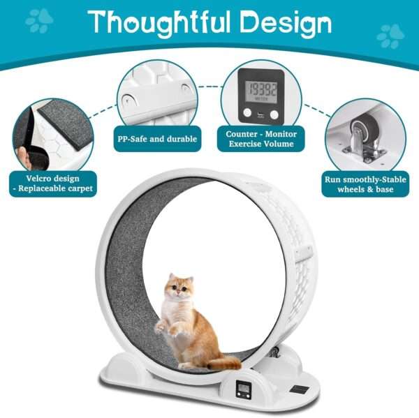 Rueda de ejercicio grande para mascotas con podómetro, ideal para entrenar gatos XL y perros pequeños.