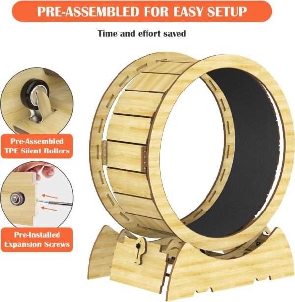 Rueda de ejercicio compacta para gatos, ideal para mantenerlos activos en interiores.