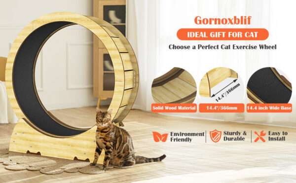 Rueda de ejercicio compacta para gatos, ideal para mantenerlos activos en interiores.