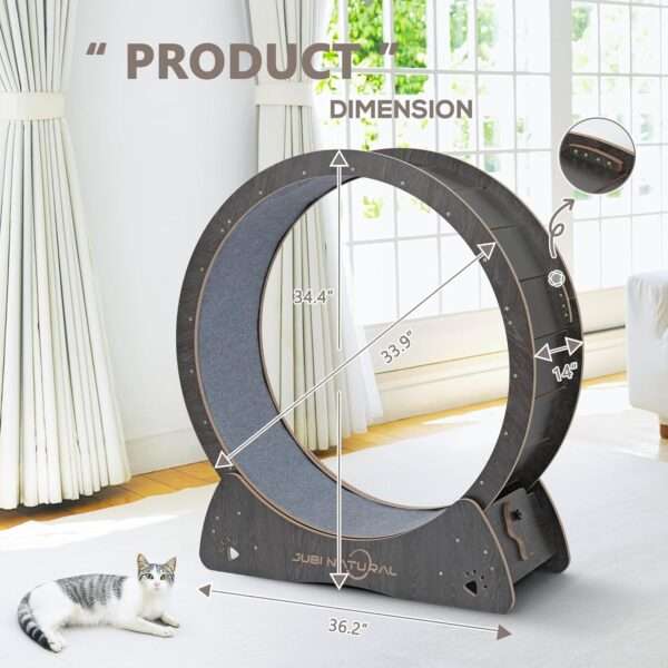 Rueda de ejercicio para gatos con pista silenciosa, diseño moderno y funcional.