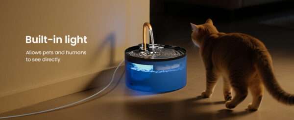 Fuente de agua para mascotas 2.1L con grifo. Bebedero que imita un chorro de agua, ideal para perros y gatos que prefieren beber de un grifo.