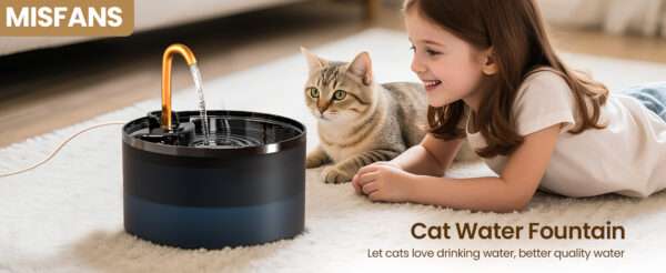 Fuente de agua para mascotas 2.1L con grifo. Bebedero que imita un chorro de agua, ideal para perros y gatos que prefieren beber de un grifo.