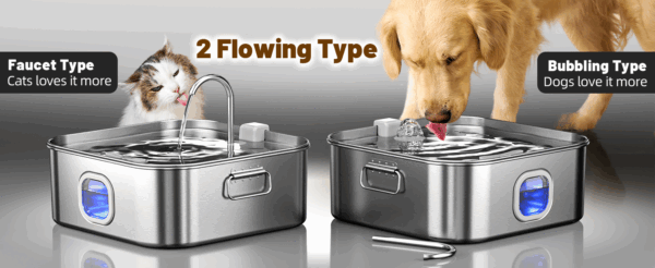 Fuente de agua para mascotas de 12 L, acero inoxidable. Bebedero súper silencioso con luz LED indicadora de nivel de agua, ideal para perros grandes y varios gatos.