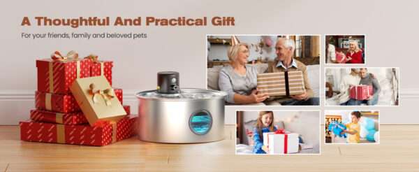 Fuente de agua inalámbrica de acero inoxidable 3.2L para perros y gatos. Bebedero automático recargable, higiénico y moderno.