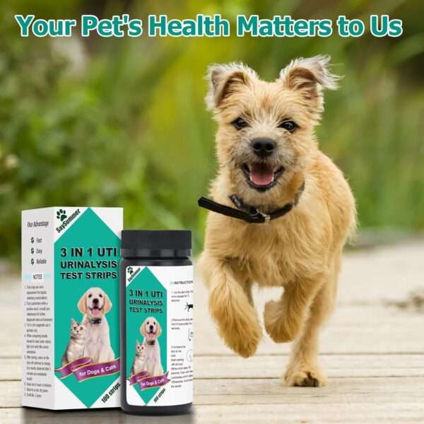 Kit veterinario con 100 tiras de orina para perros y gatos para la detección de infección urinaria.
