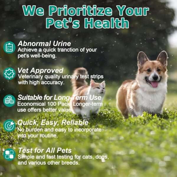 Kit veterinario con 100 tiras de orina para perros y gatos para la detección de infección urinaria.