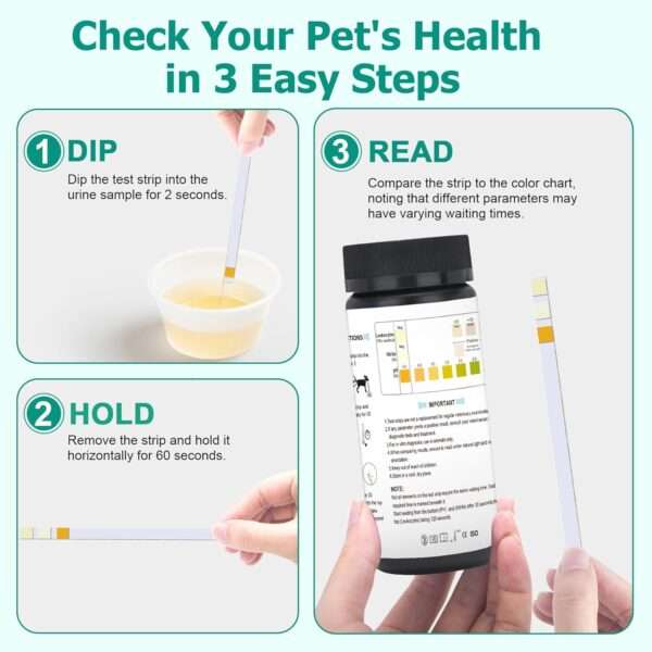 Kit veterinario con 100 tiras de orina para perros y gatos para la detección de infección urinaria.