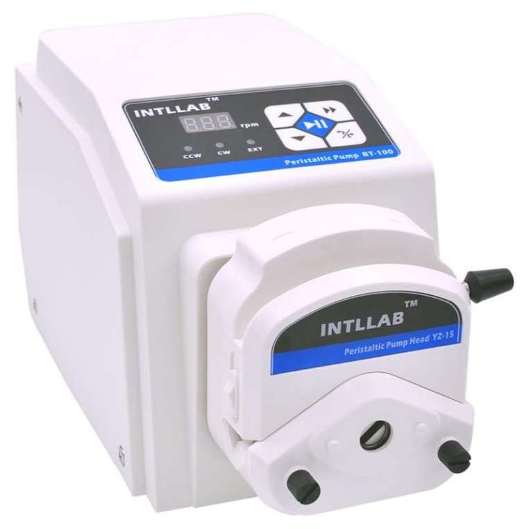 Bomba peristaltica de velocidad variable BT100 con cabezal YZ15 para uso en laboratorios y clinicas veterinarias.