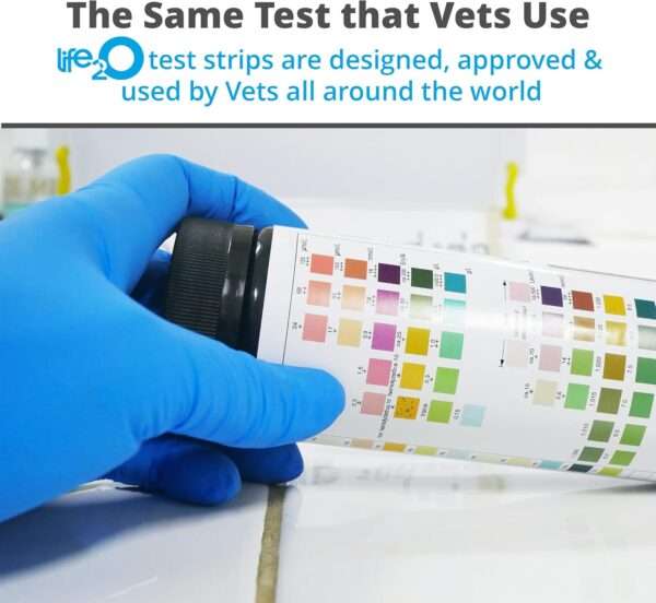 Kit de 60 tiras de análisis de orina veterinaria de 10 parámetros para perros y gatos.