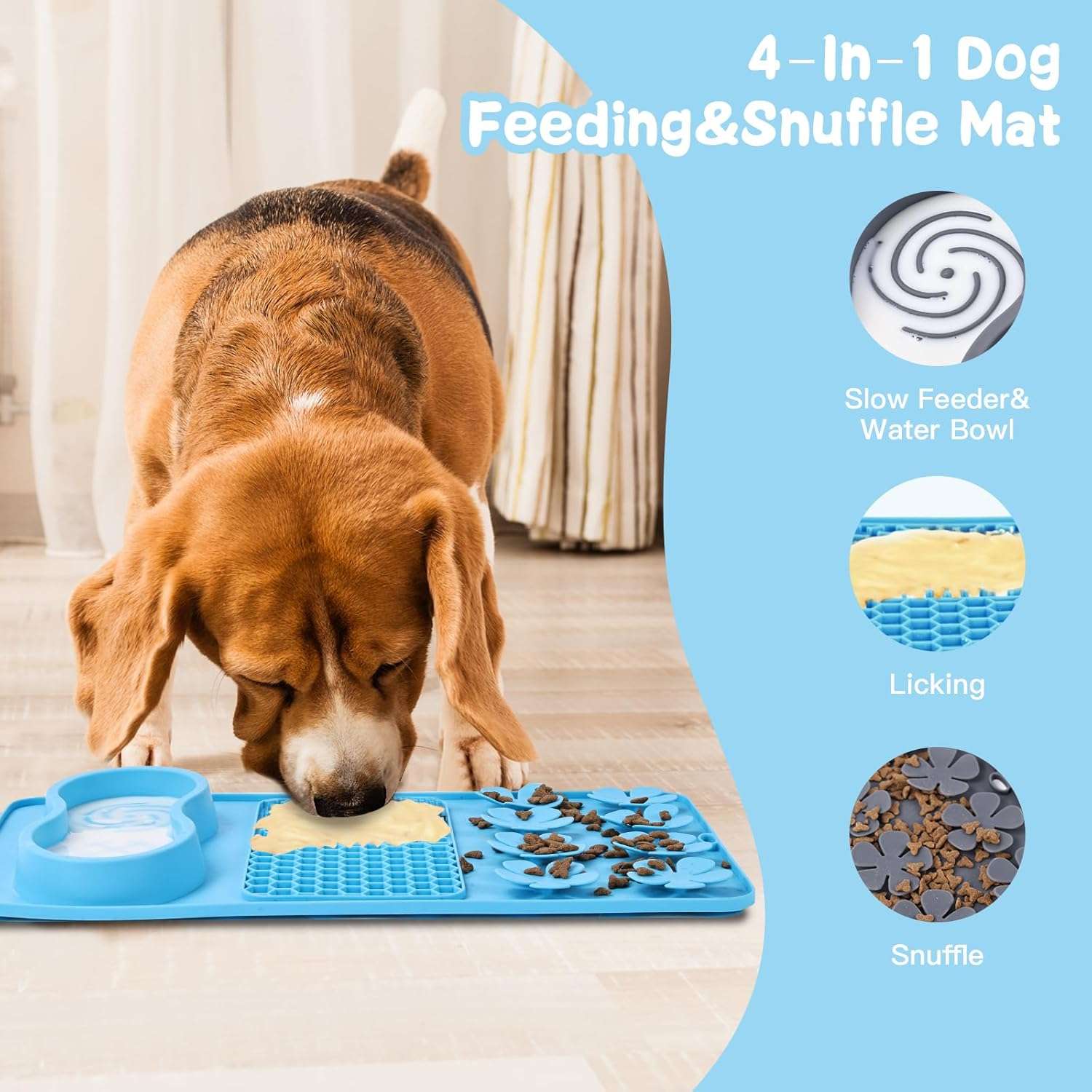 Alfombrilla grande para lamer para perros. Incluye un cepillo de limpieza y una espátula para aplicar alimentos.
