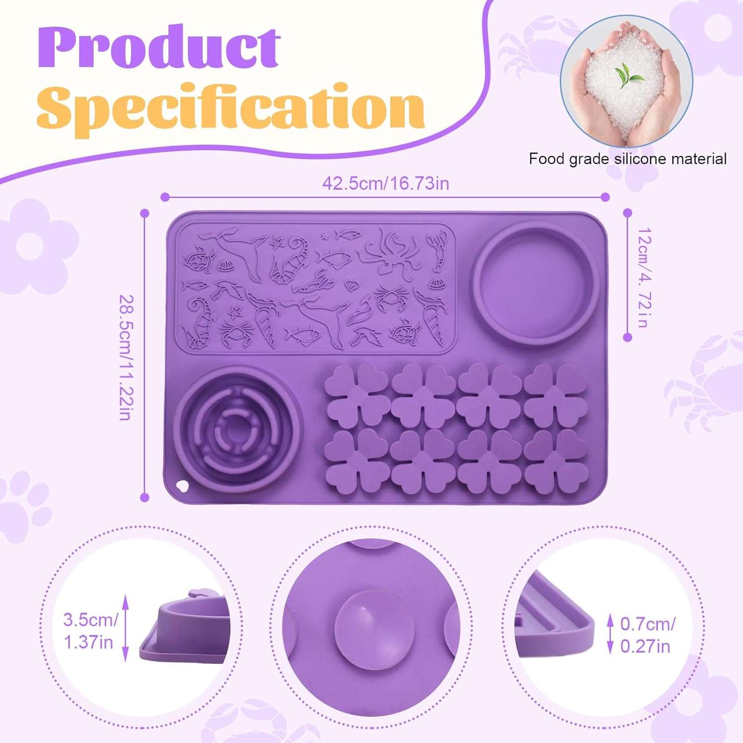 Alfombrilla de silicona para perros y gatos. Es un tapete interactivo que promueve la alimentación lenta.
