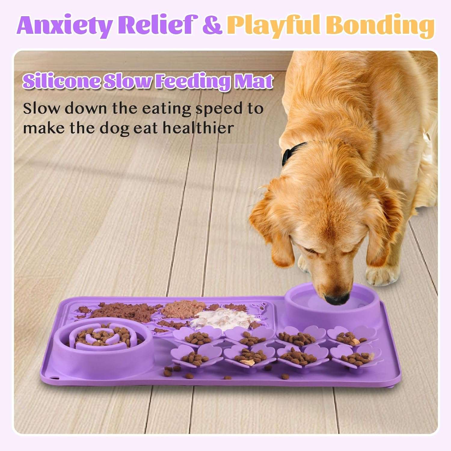 Alfombrilla de silicona para perros y gatos. Es un tapete interactivo que promueve la alimentación lenta.