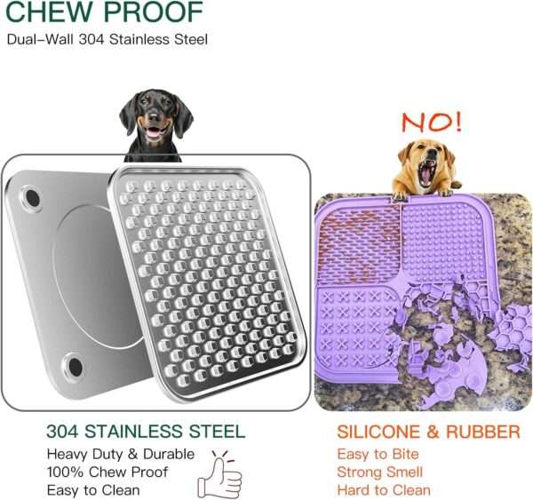 Alfombrilla de acero inoxidable 304 para lamer para perros y gatos. Ayuda a reducir la ansiedad y promueve la alimentación lenta