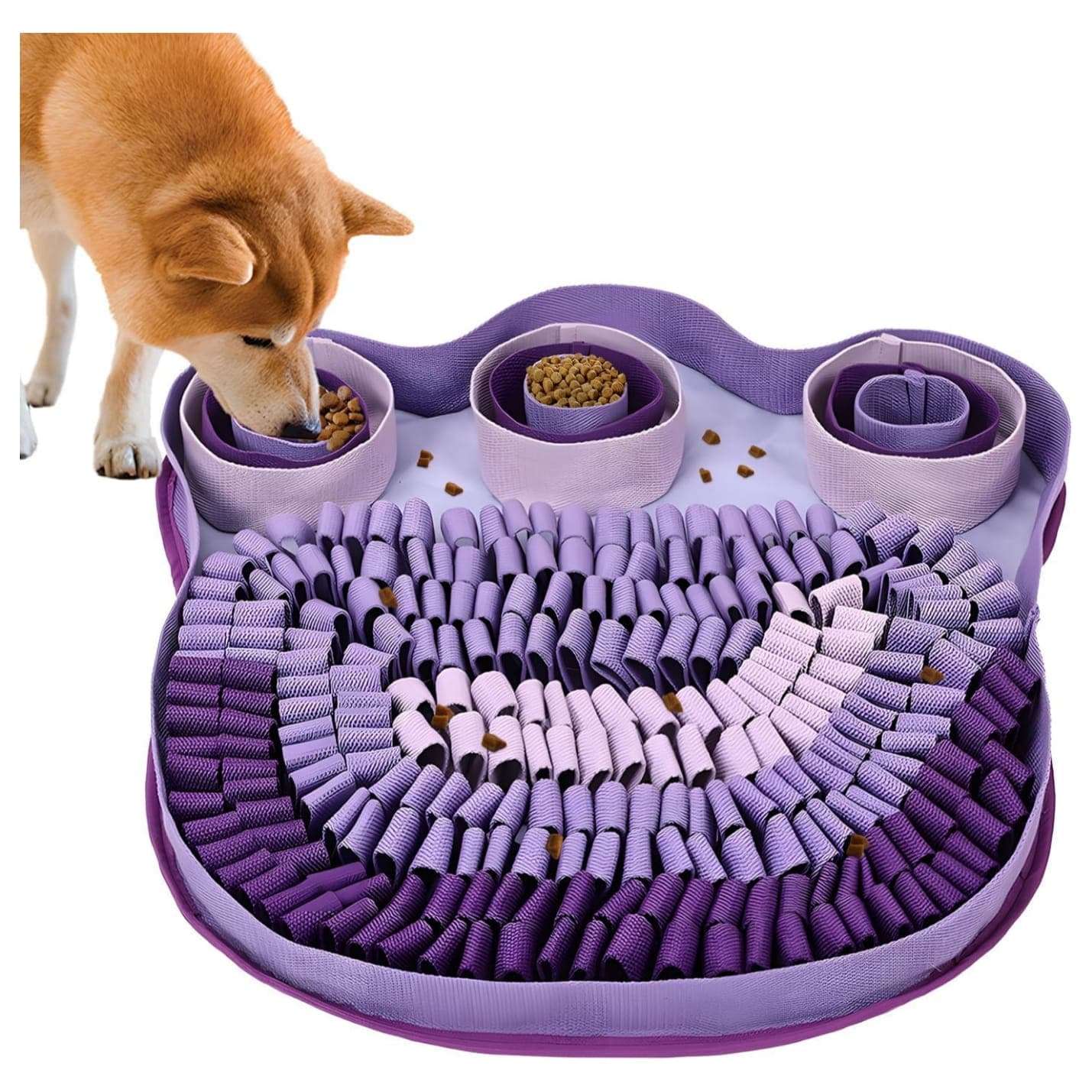 Alfombra de olfato interactiva de algodon con forma de pata para el entrenamiento de perros.
