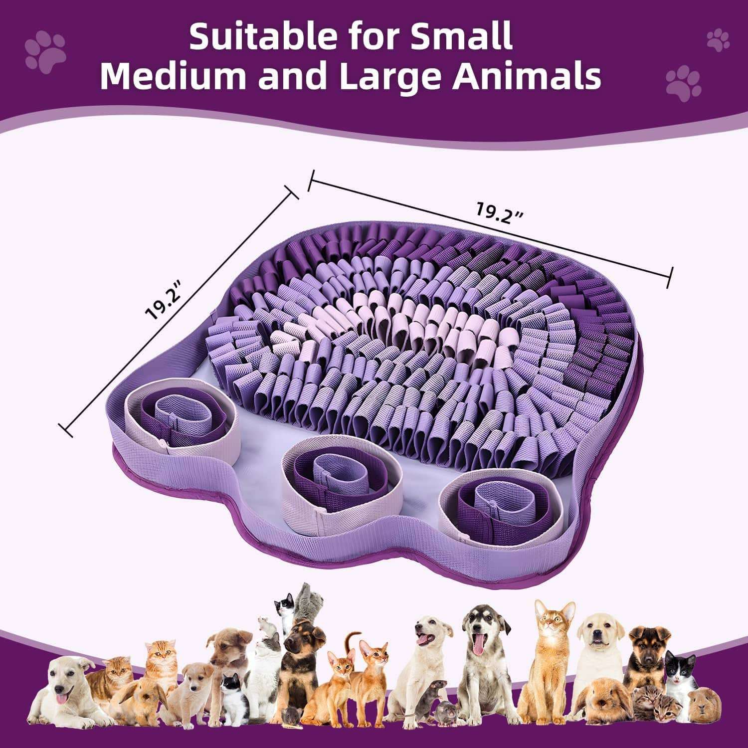 Alfombra de olfato interactiva de algodon con forma de pata para el entrenamiento de perros.