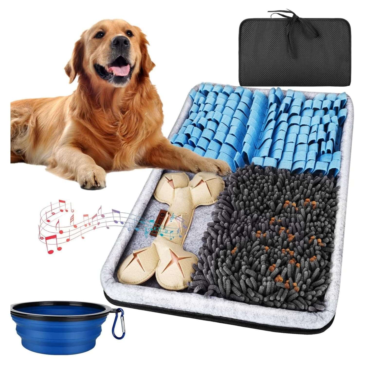 Alfombra de olfato grande plegable y antideslizante para la alimentacion lenta de perros y mascotas.