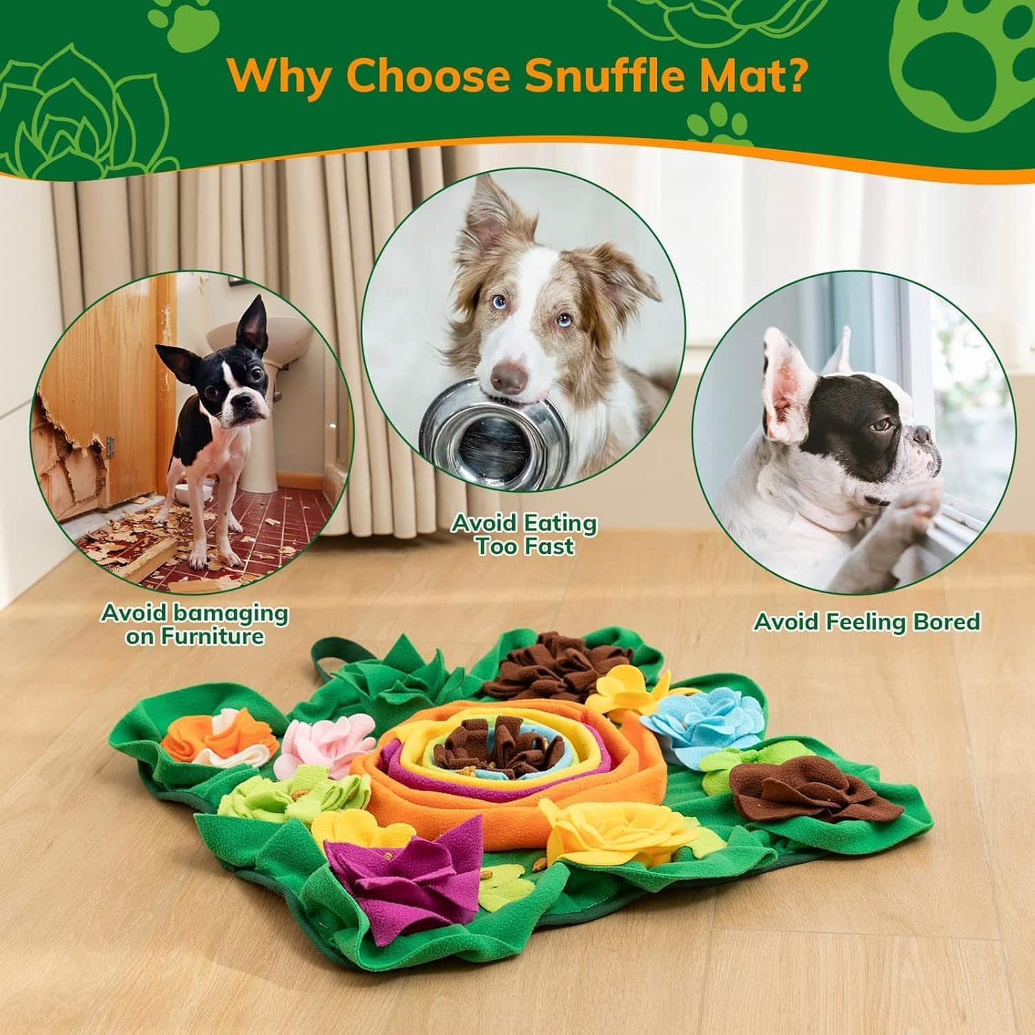 Alfombrilla de olfateo para perros. Es un juguete interactivo que ayuda a estimular la mente de la mascota.