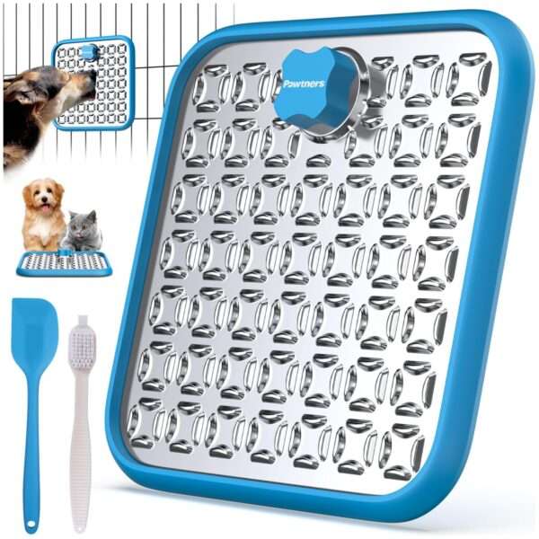 Alfombrilla para lamer de acero inoxidable para perros y gatos. Ayuda a reducir la ansiedad y promueve la alimentación lenta.