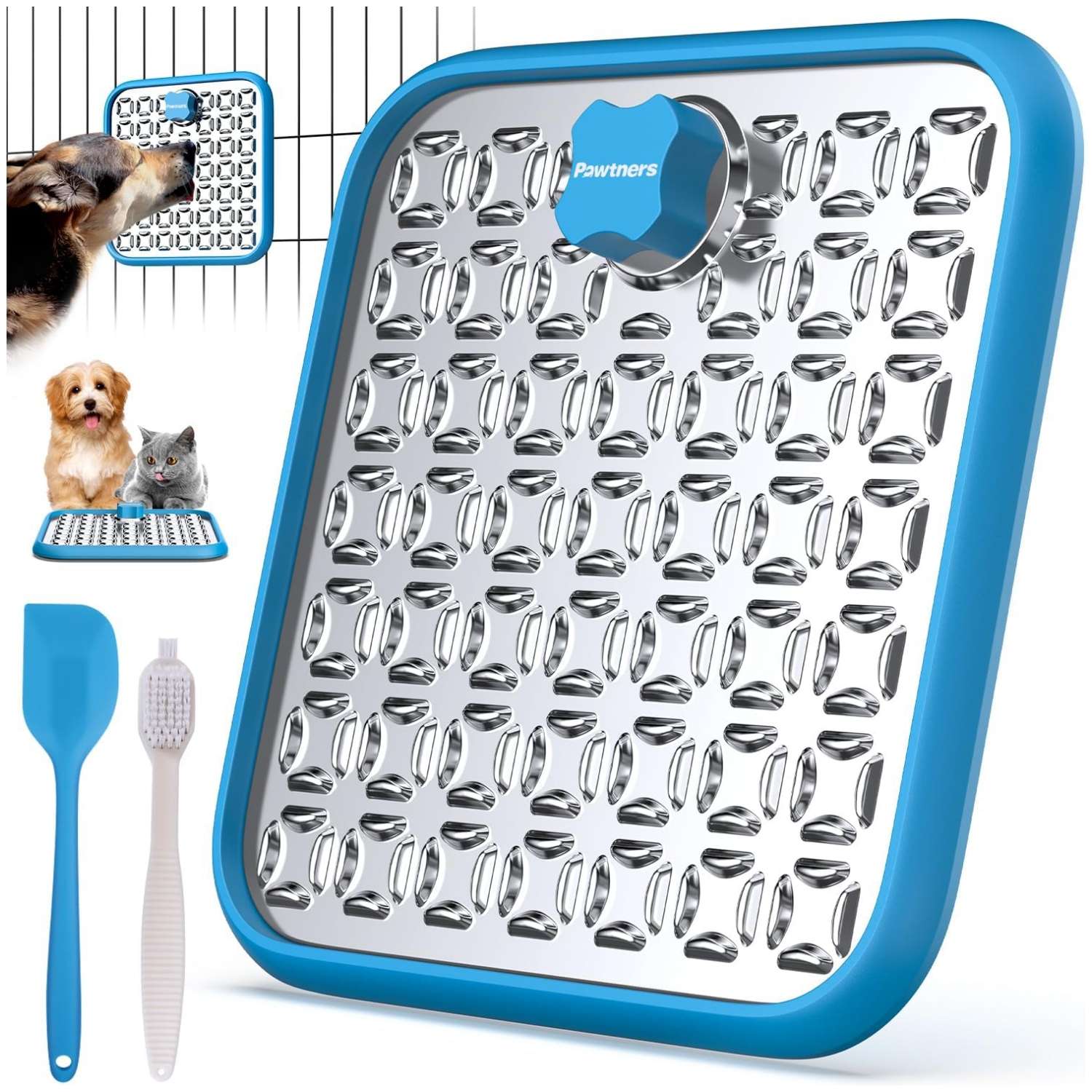 Alfombrilla para lamer de acero inoxidable para perros y gatos. Ayuda a reducir la ansiedad y promueve la alimentación lenta.