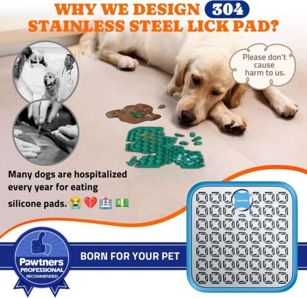 Alfombrilla para lamer de acero inoxidable para perros y gatos. Ayuda a reducir la ansiedad y promueve la alimentación lenta.