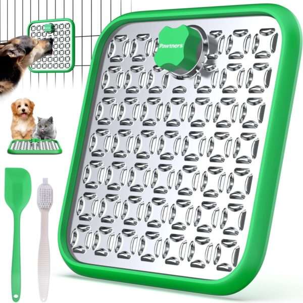 Alfombrilla para lamer de acero inoxidable para perros y gatos. Ayuda a reducir la ansiedad y promueve la alimentación lenta.