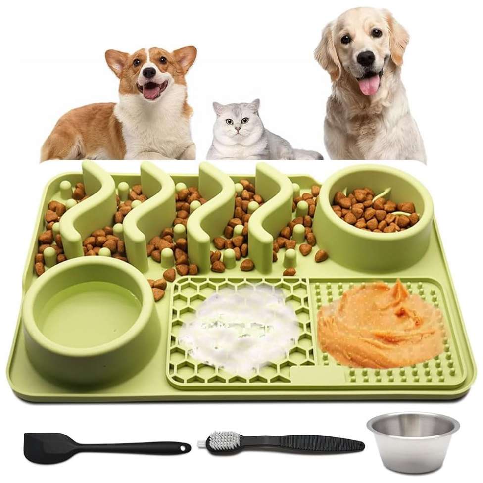 Alfombrilla de silicona para lamer para perros y gatos. Promueve la alimentación lenta y reduce la ansiedad.