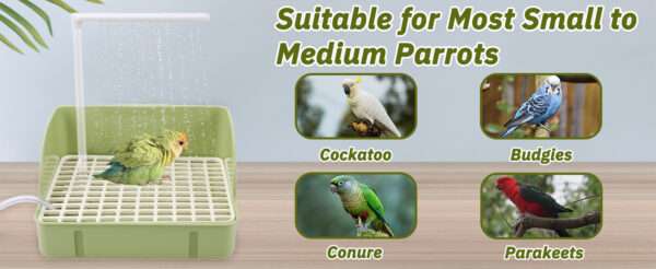 Bañera automática para pájaros, con agua circulante USB y protector de cable antimordeduras.