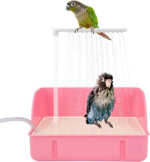 Bañera automática para pájaros, con agua circulante USB y protector de cable antimordeduras.