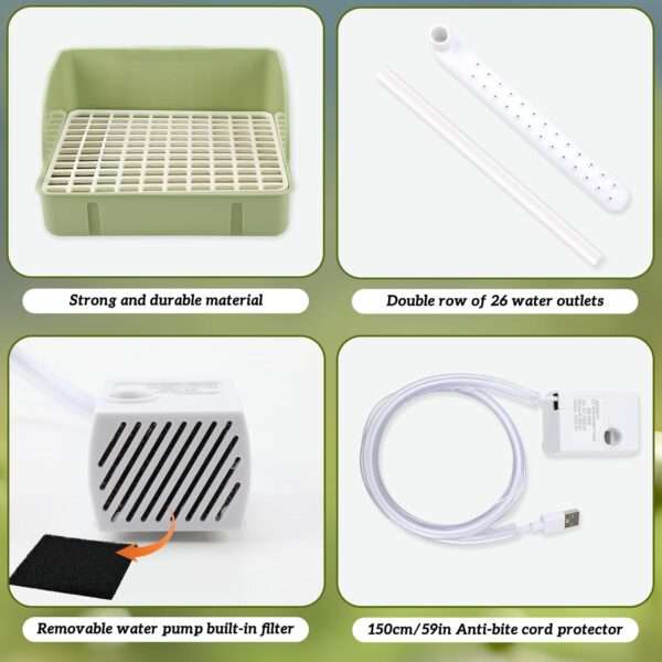 Bañera automática para pájaros, con agua circulante USB y protector de cable antimordeduras.