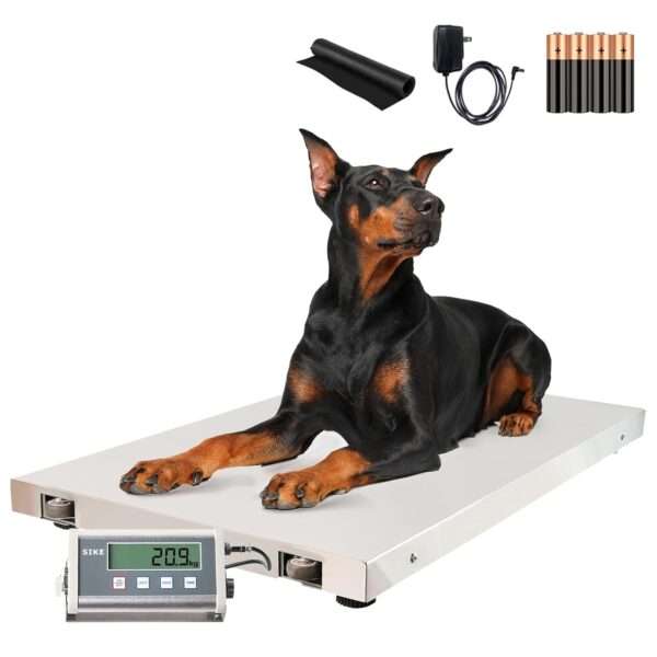 Báscula veterinaria de suelo de 660 lb. Plataforma de acero inoxidable profesional y resistente para animales grandes y ganado.