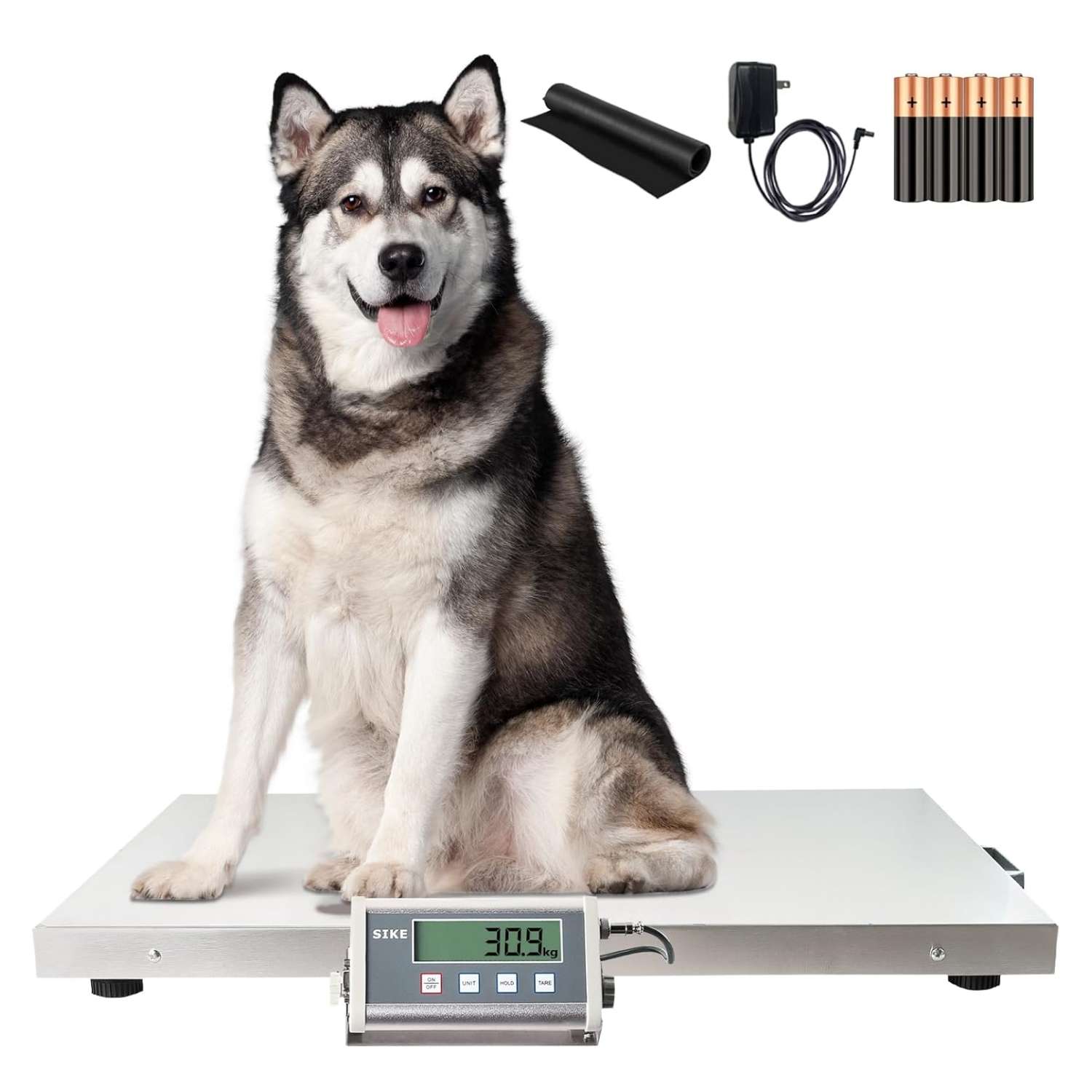 Báscula veterinaria de suelo de 660 lb. Plataforma de acero inoxidable profesional y resistente para animales grandes y ganado.