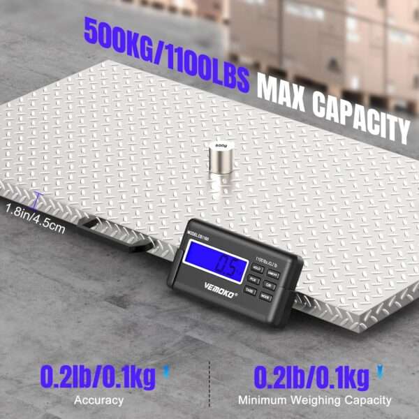 Báscula de precisión grande para perros y ganado. Plataforma de acero inoxidable antideslizante con capacidad de 1100 lb, ideal para uso veterinario y de granja en Chile.