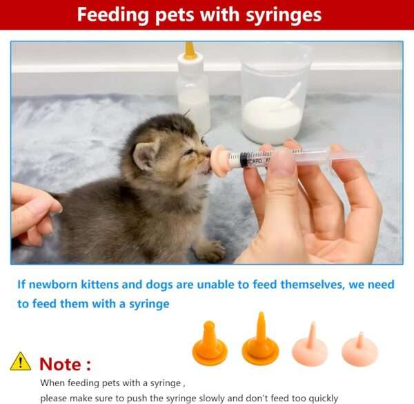 Kit de alimentación de 18 piezas para cachorros y gatitos. Incluye 2 biberones, 6 jeringas y tetinas de silicona.