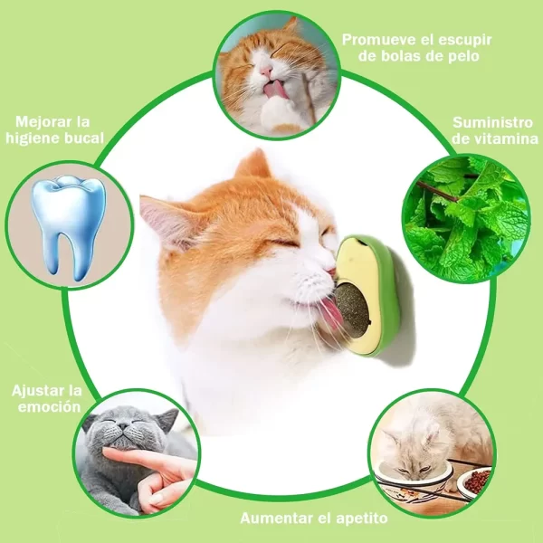 Juguete para gatos con bola de hierba gatera adhesiva.