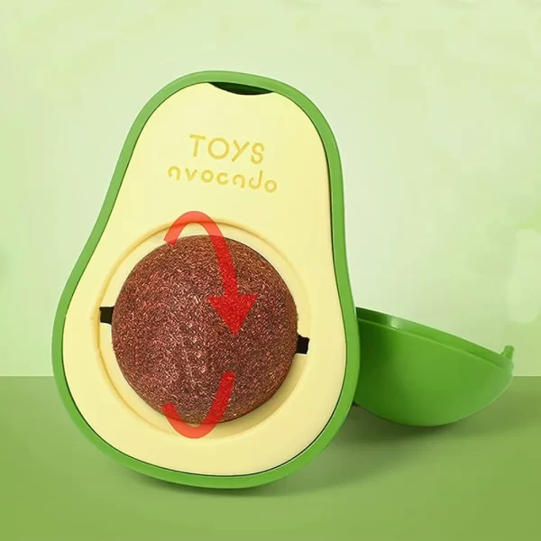 Juguete para gatos con bola de hierba gatera adhesiva.