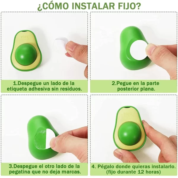 Juguete para gatos con bola de hierba gatera adhesiva.