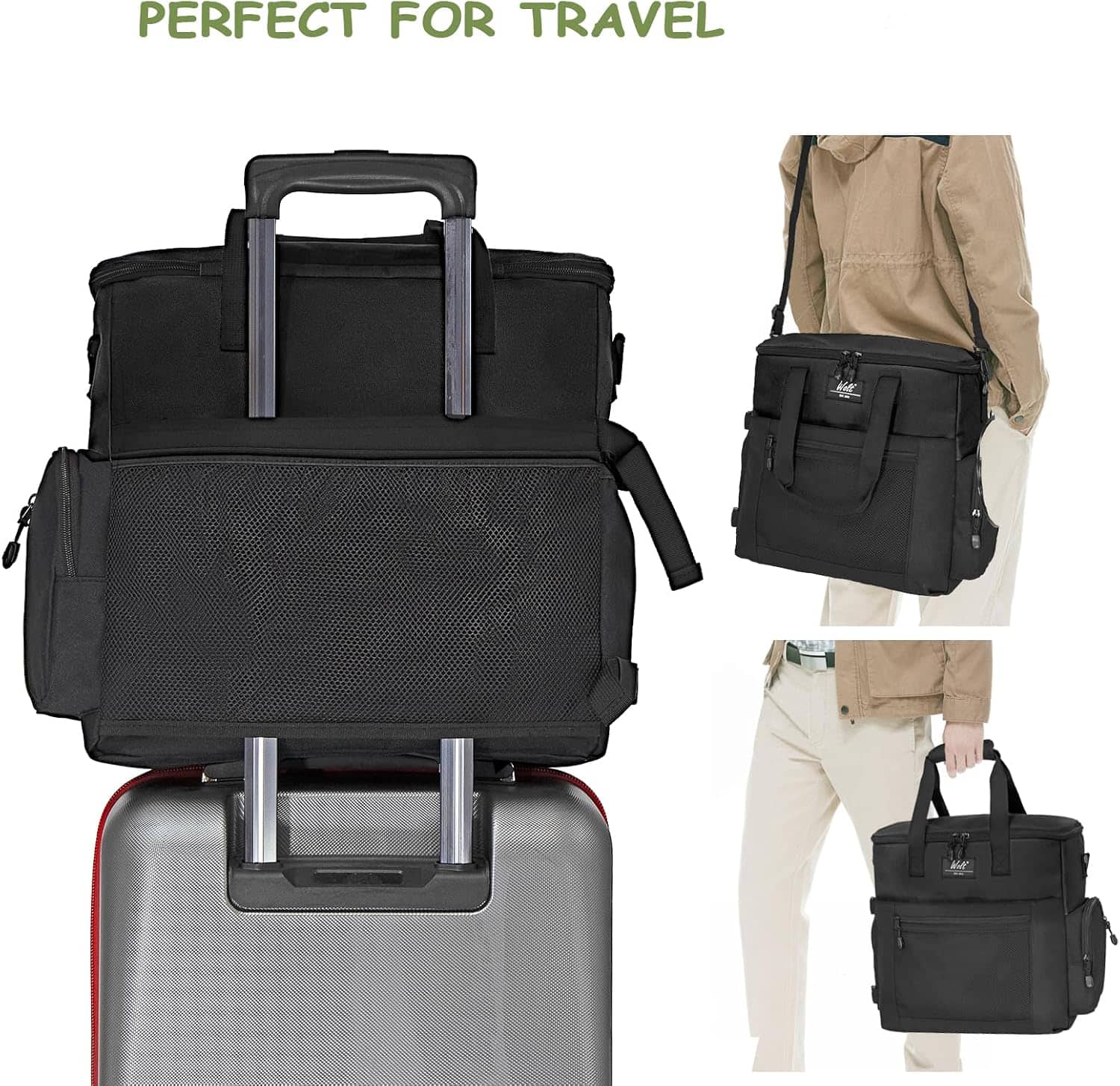 Bolsa de viaje para perros y gatos. Kit organizador con cuencos plegables y contenedores de comida.