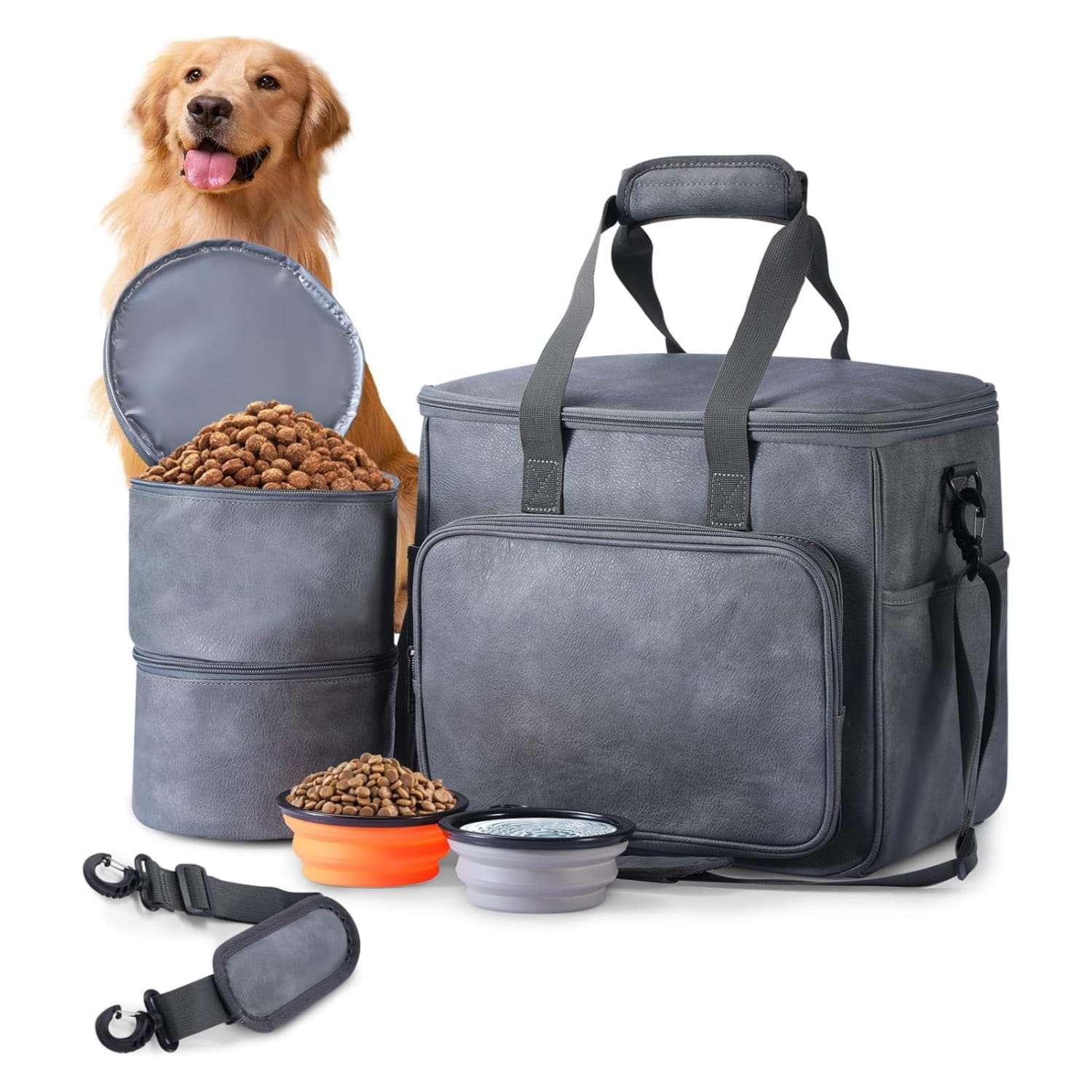 Bolsa de viaje de cuero para perros y gatos. Bolso de mano aprobado por aerolíneas con bolsillos multifunción.