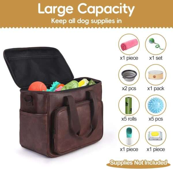 Bolsa de viaje de cuero para perros y gatos. Bolso de mano aprobado por aerolíneas con bolsillos multifunción.
