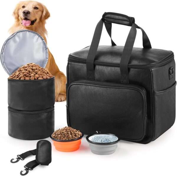 Bolsa de viaje de cuero para perros y gatos. Bolso de mano aprobado por aerolíneas con bolsillos multifunción.