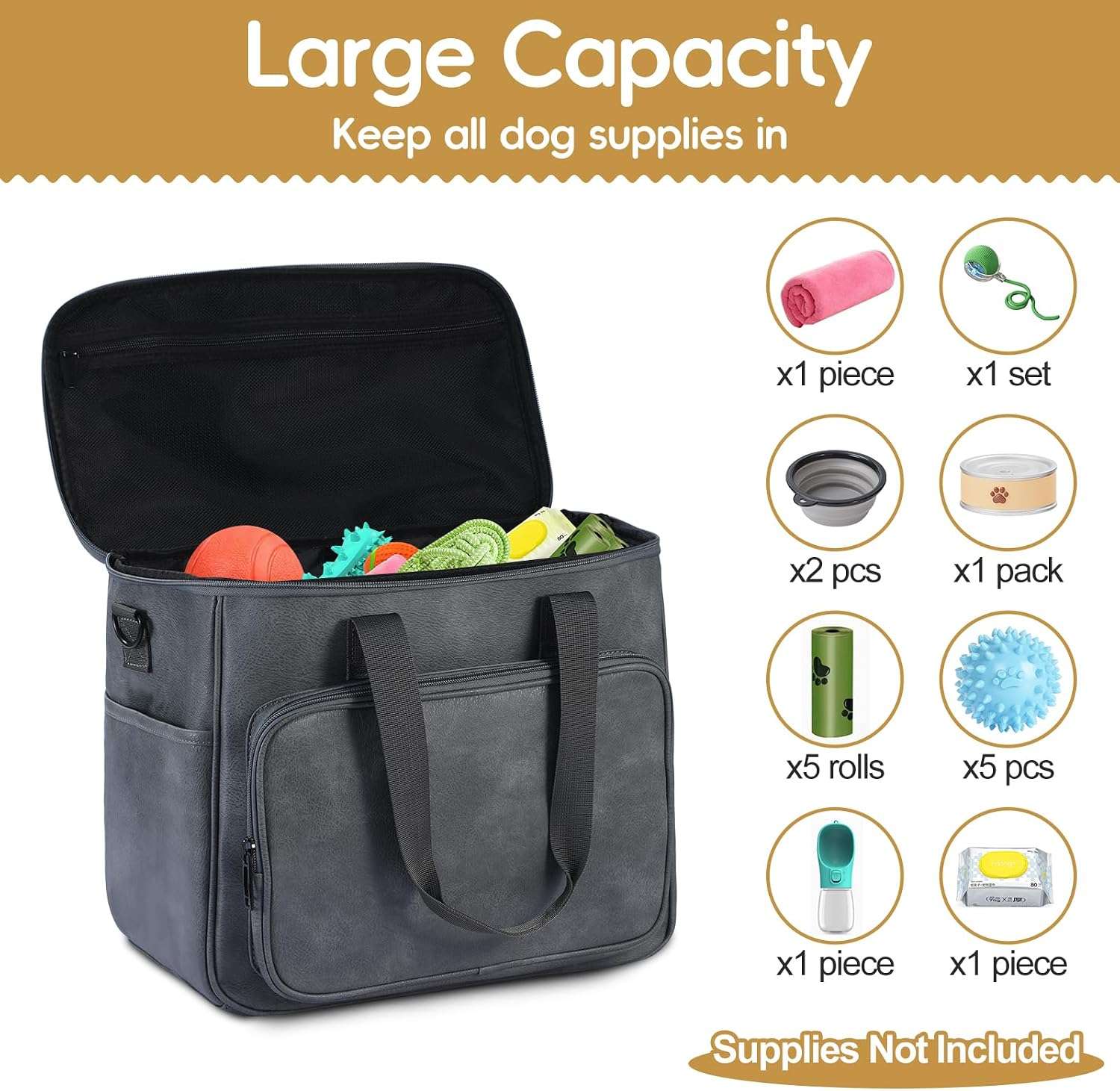 Bolsa de viaje de cuero para perros y gatos. Bolso de mano aprobado por aerolíneas con bolsillos multifunción.