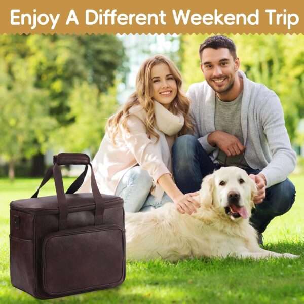 Bolsa de viaje de cuero para perros y gatos. Bolso de mano aprobado por aerolíneas con bolsillos multifunción.