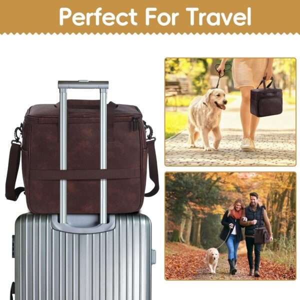 Bolsa de viaje de cuero para perros y gatos. Bolso de mano aprobado por aerolíneas con bolsillos multifunción.